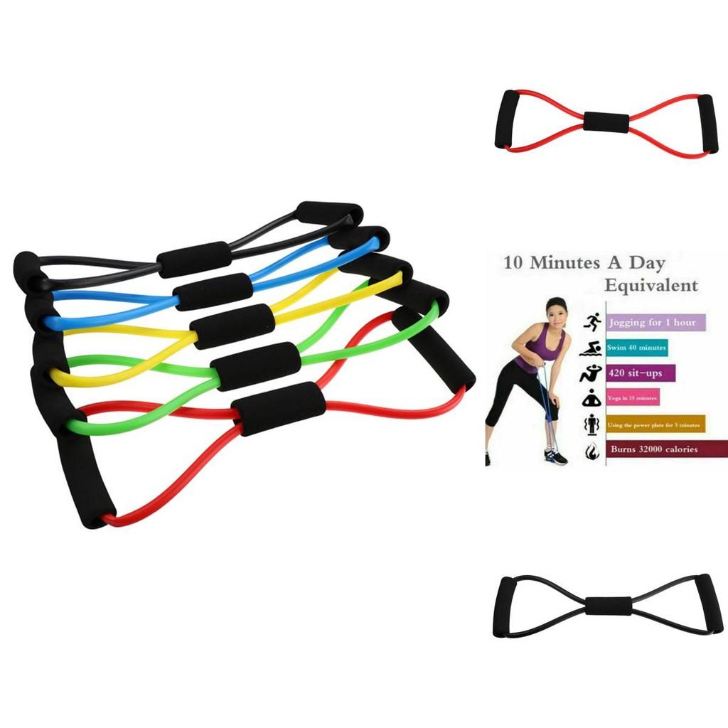 Lightweight And Easy To Store 8-shape Resistance Band With Comfortable Foam Grips