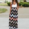 Womens Striped Long Boho Dress Lady Beach Summer Sundrss Maxi Dress Plus Size