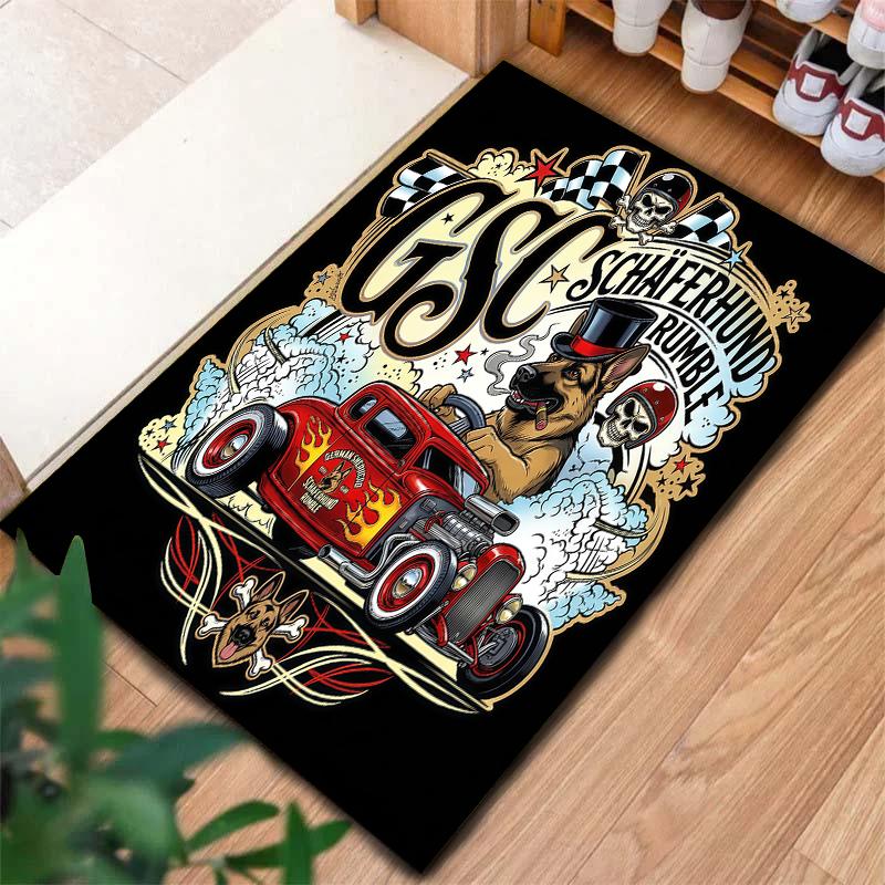 Dark Street Skull Pattern Square Carpet,Area Rug,Carpet Rug for Living Room Bedroom Sofa Playroom Decor,Non-slip Floor Mat,Holiday Birthday Gifts