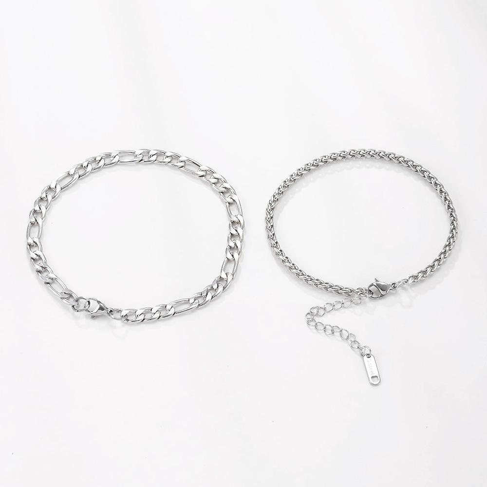 Stainless Steel Jewelry Hip-Hop Trend Cuban Chain Dragon Bone Chain Men's Titanium Steel Bracelet Two-Piece Set Factory