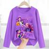 Cotton T-Shirts Girls Long Sleeve Children's Cartoon Printed Clothing Children's Purple Clothes Girls Crew Neck Top