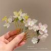 Vintage Flower Hairpin Elegant Chinese Style Glass Flower Hair Comb For Women Girls Exquisite Fairy Metal Hair Accessories 1pc
