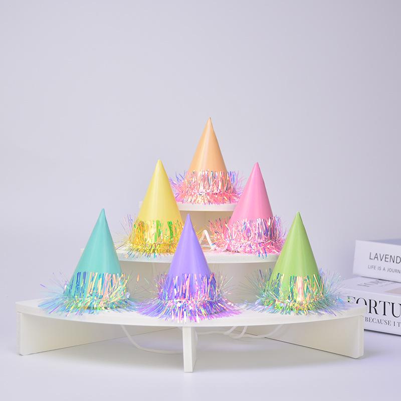 Colorful Tinsel Paper Party Hat for Cats & Dogs