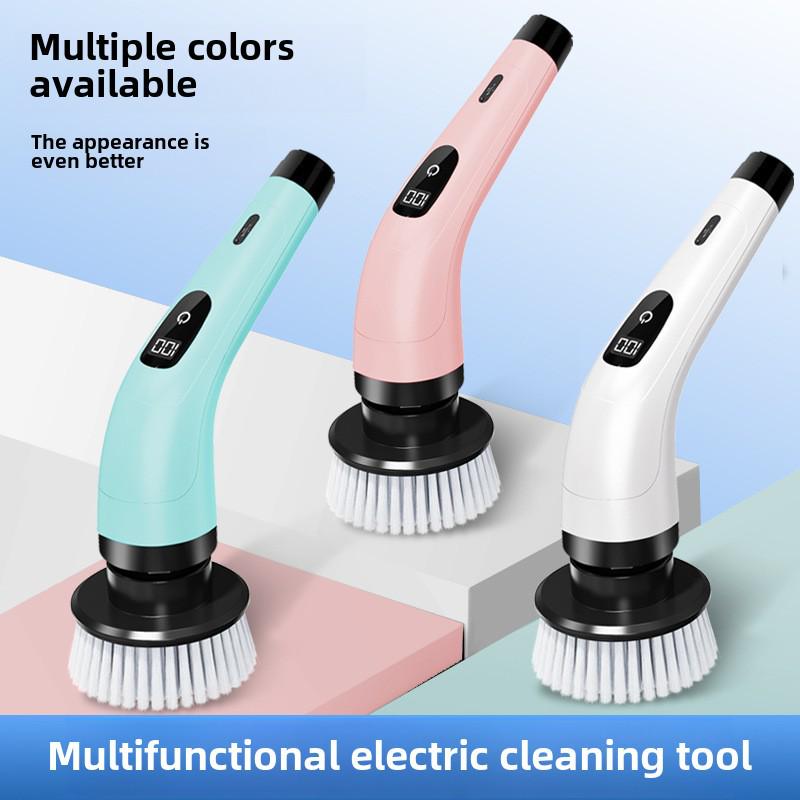 9-in-1 Electric Bathroom Cleaning Brush with Dual-Length Handles