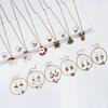 4PCS/Set Christmas Women Alloy Jewelry Set Santa Elk Bell Earrings Necklace Bracelet Decor Xmas Accessories Gift for Girl Women