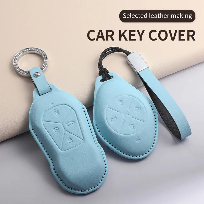PU Leather Car Key Case Cover Holder Keychain Protective Shell for Xiaopeng Xpeng P5 P7 G3 G6 G9 G3i 2025 2025 Remote Key