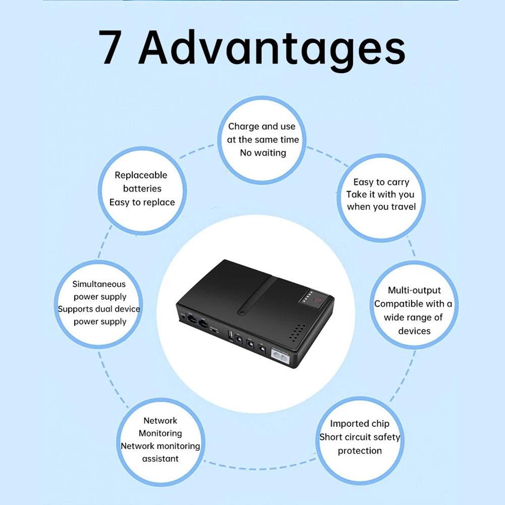 Battery Backup Power Router UPS 5V 9V 12V Multi-voltage Output AC To DC Power Conversion Low Noise Power Supply