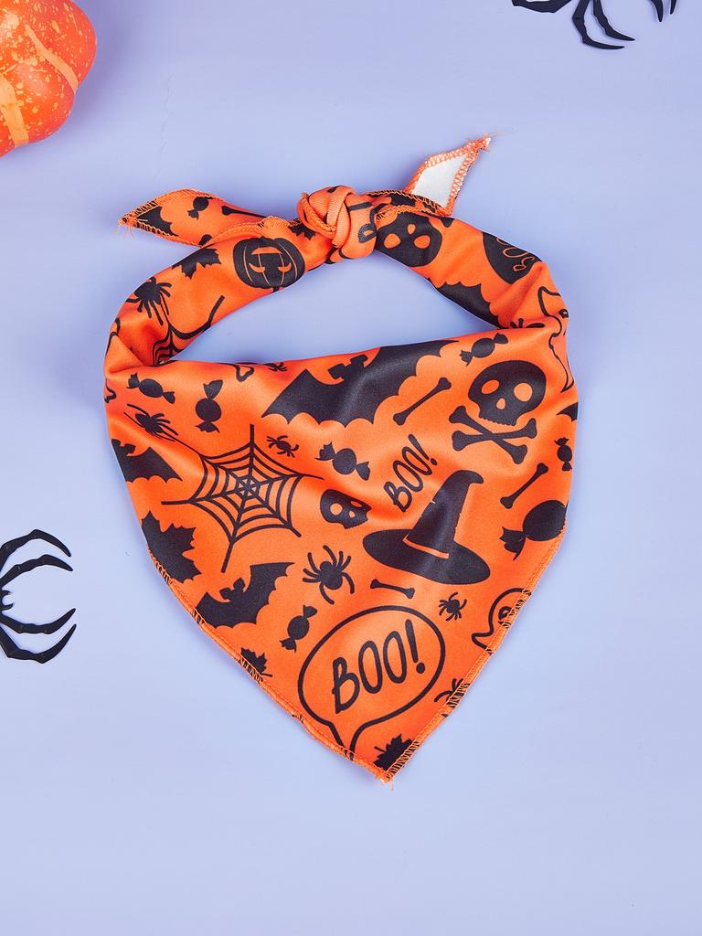 Halloween Dog Bandana, Pumpkin and Spider  Web Bibs Triangle  Pet Scarf, Multiple Sizes  Soft and  Adjustable Fit
