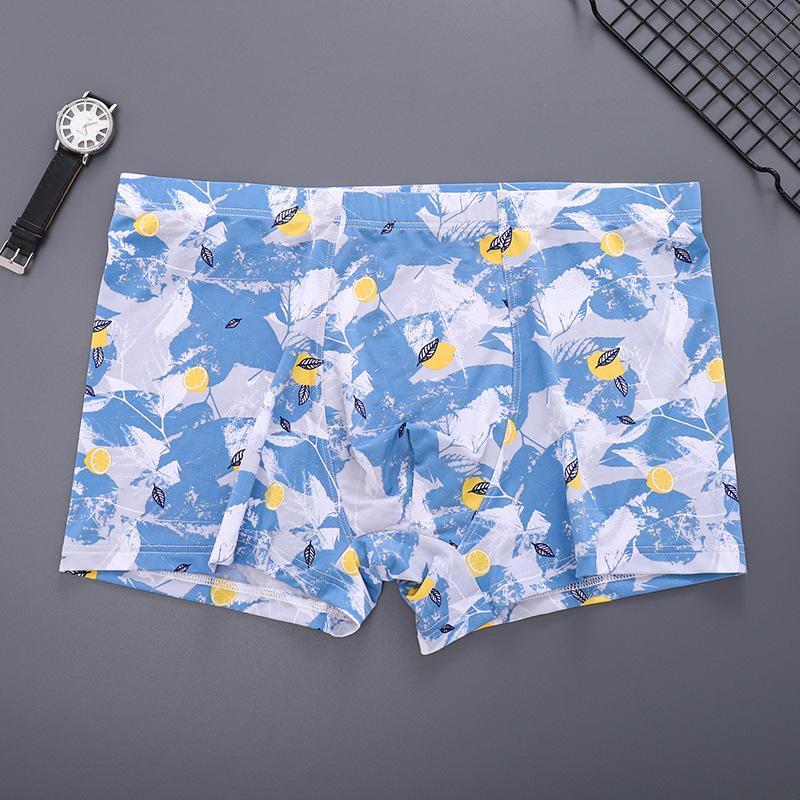 Big Size Ice Silk Men Undies Boxers Homme Underpants Shorts Underwear Bottom Print Sexy Lingerie Knickers Boy Panties L XL 2XL 3XL 4XL