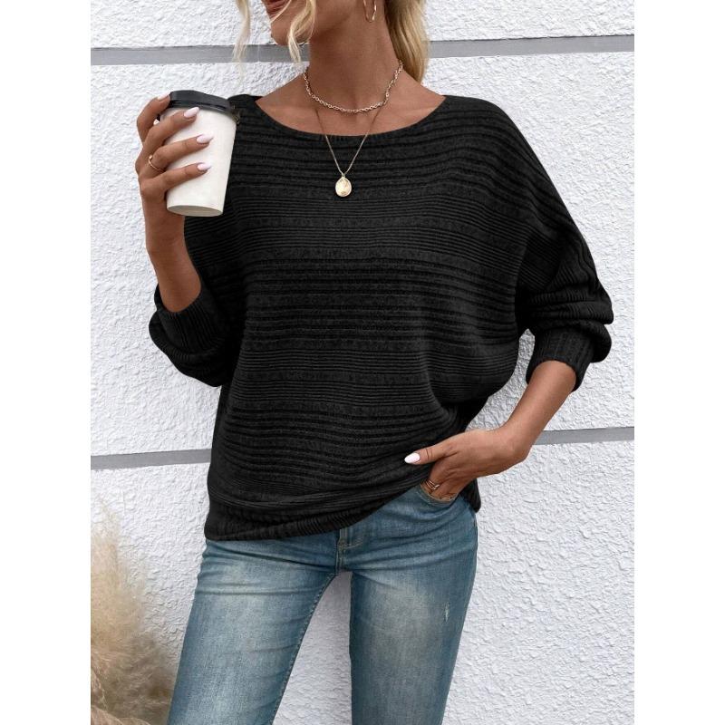 Autumn and Winter New Style Comfortable and Casual Solid Color Long-sleeved Round Neck Splicing Pullover Top T-shirt for Women