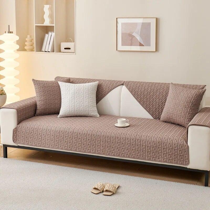 New Korean Little Fresh Sofa Mat Four Season Pure Cotton Anti Slip Cushion Winter Solid Color Fabric Art Sofa Cover Back Cushion