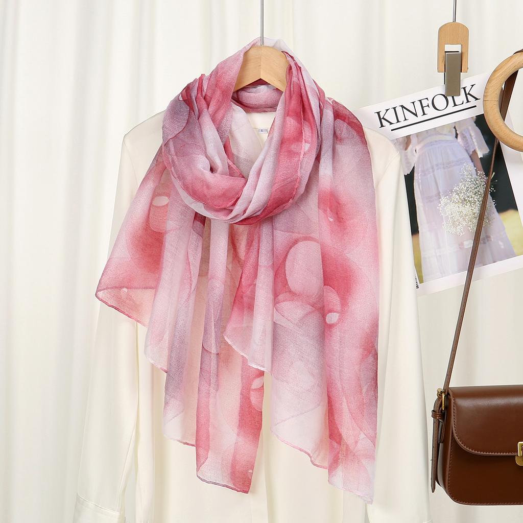 New Print Voile Silk Scarf Shawl Women Sunscreen Silk Scarf Turban Long Wrap Beach Travel Outdoor Accessories Trendy Headband