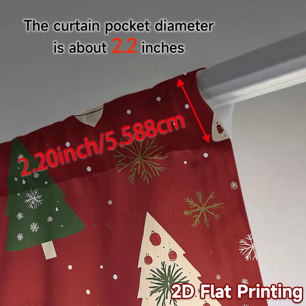2pcs,Curtains Christmas Trees Snowflakes Ornaments Holiday (2) Fashionable Popular Curtains Fabric Curtains Thermal Insulation,