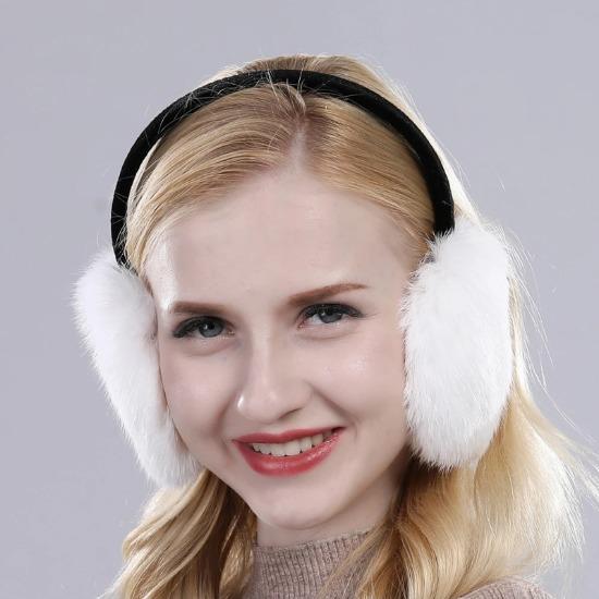 

Новые Модные Трендовые Зимние Женские Зимние Теплые Наушники из Натурального Кроличьего Меха Россия Девушки Наушники из Натурального Меха белый