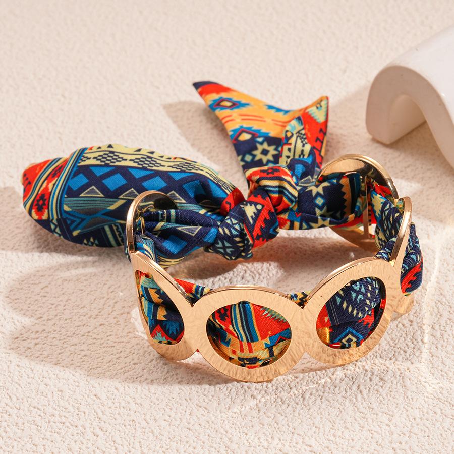 Fabric Silk Scarf Winding Hollow Round Open Bracelet Retro Bracelet
