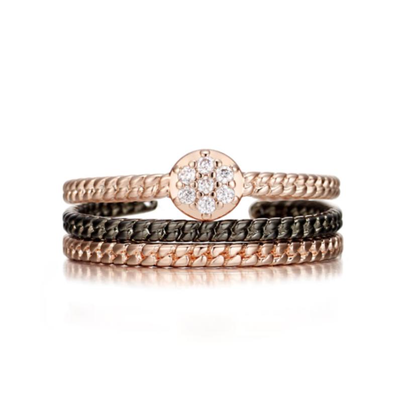 ELLE Jewelry Bling Triple Layered Black Ring ELBRWR088