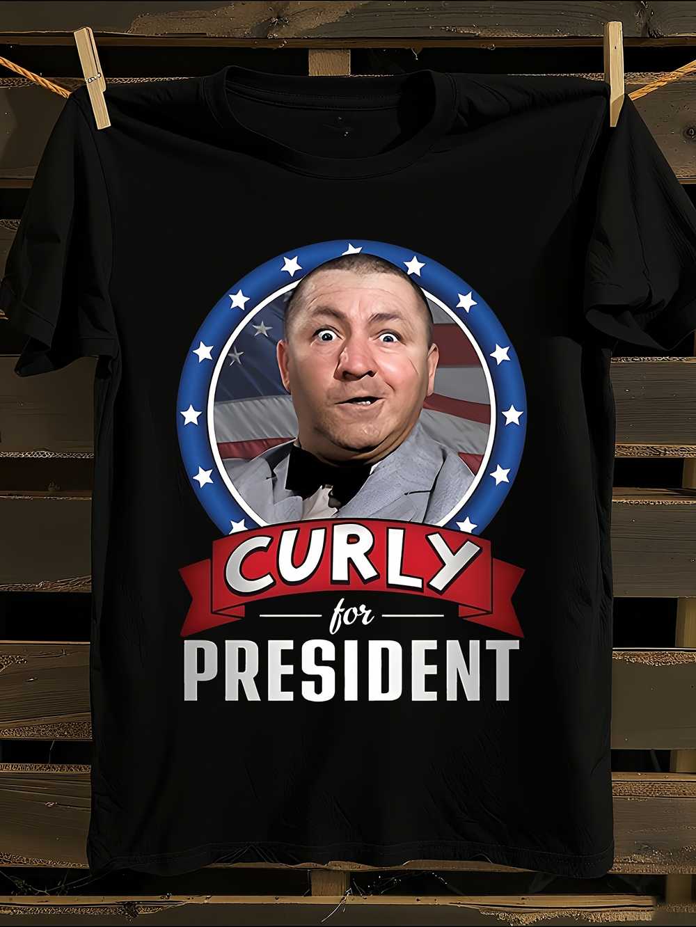 

s The Three Stooges Curly for President 2024 T-Shirt XXXXL