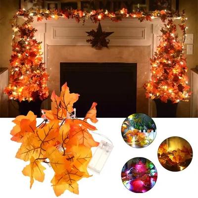 Luzes de Fio de Fadas de Interior em Forma de Folhas de Outono com 1,5m e 10 LEDs a Pilhas Para Natal