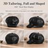 Octagonal Beret Hat Metal Buckle Strap Octagonal Cap Vintage Baker Boy Cap  For Women