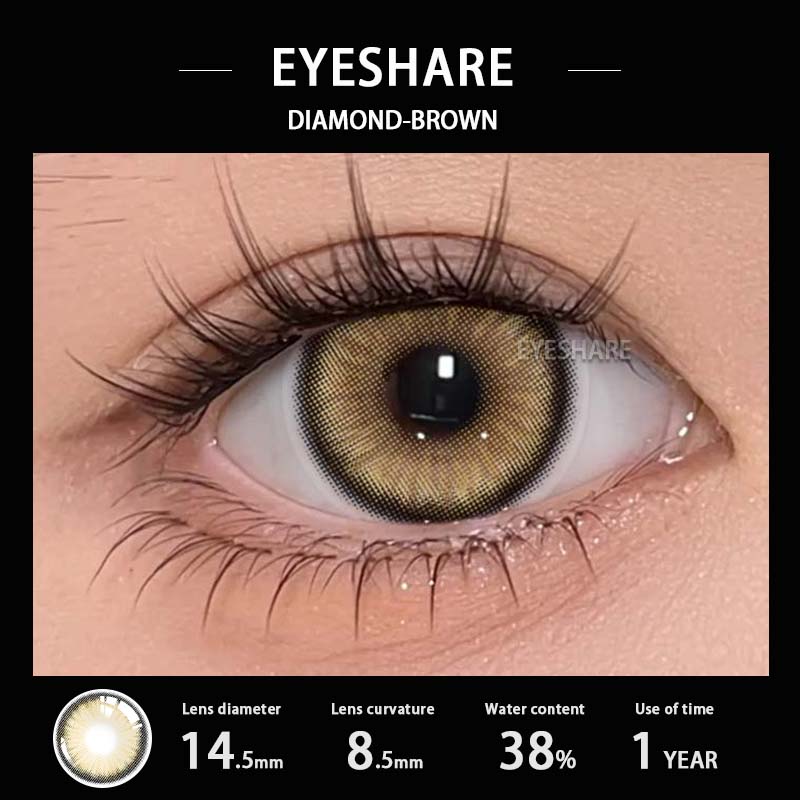 EYESHAER Farbige Kontaktlinsen, Hellblaue Brillenlinsen, Dunkelbraune Linsen in natürlicher Farbe, Hellblaue Modelinsen, 1 Paar