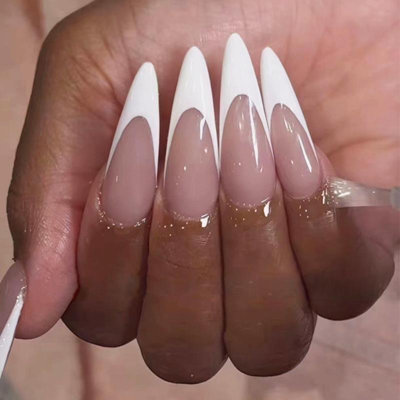 French False Nails Detachable Artificial Press On Nail Acyrlic Glitter Fake Nail Removable Stick-on Nail Tips Full Cover Ballerina Nail Art Decoration