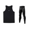Li Ning Solid Color Round Neck Sleeveless Vest And Mid Waist Straight Leg Long Pants Fitness Set Men Sets Black YVST029-1+YULT057-1