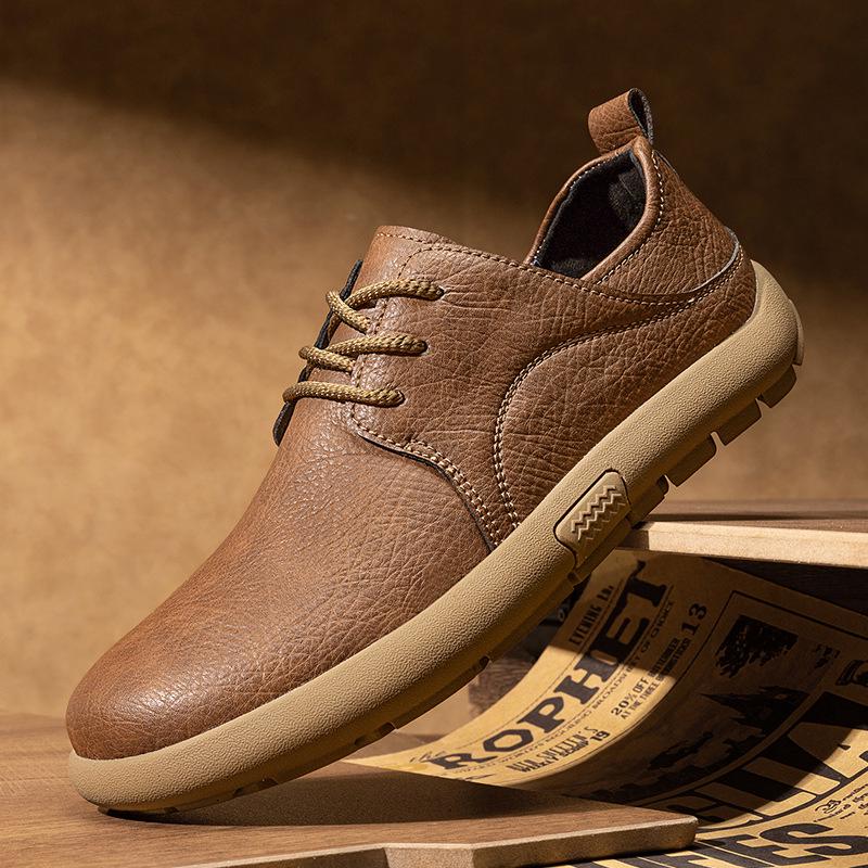 2025 Winter Retro British Style Men s Leather Casual Non-Slip Work Shoes 41