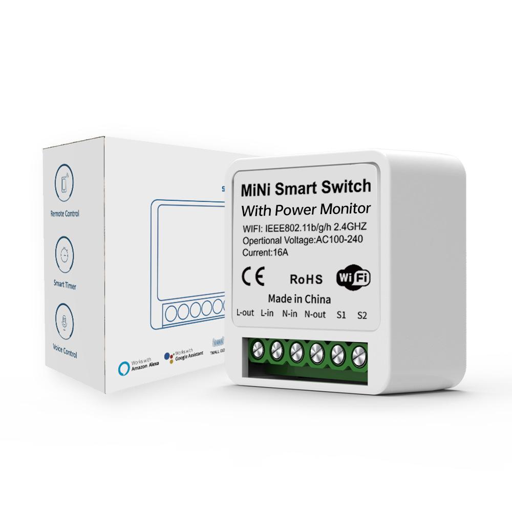 Interruptor WiFi, relé, interruptor inteligente, interruptor remoto con cableado de fase/neutro, control por aplicación con temporizador, compatible con Alaxe.