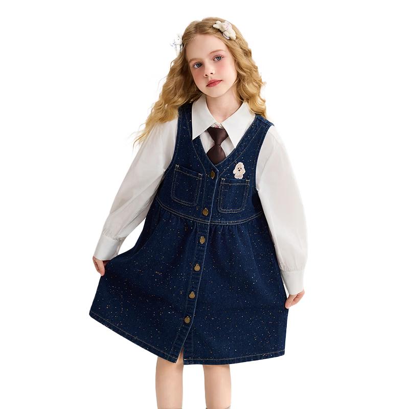 ASK JUNIOR Girls  Denim V-Neck Sleeveless Dress 170