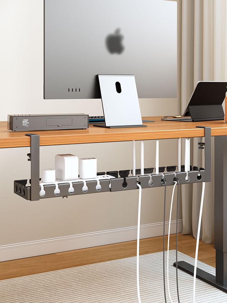 Bandeja de Gerenciamento de Cabos Sob a Mesa, Canaleta Extensível Resistente de Aço para Esconder Cabos Sob a Mesa, Porta-Cabos para Régua de Energia Gerenciamento de Fios