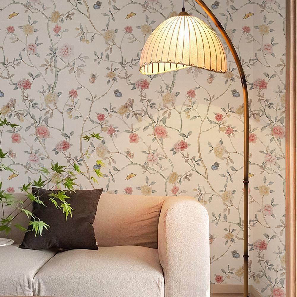 Fresh Pink Floral PVC Peel And Stick Wallpaper Elegant Beautiful Self Adhesive Wall Contact Paper Waterproof TV Background