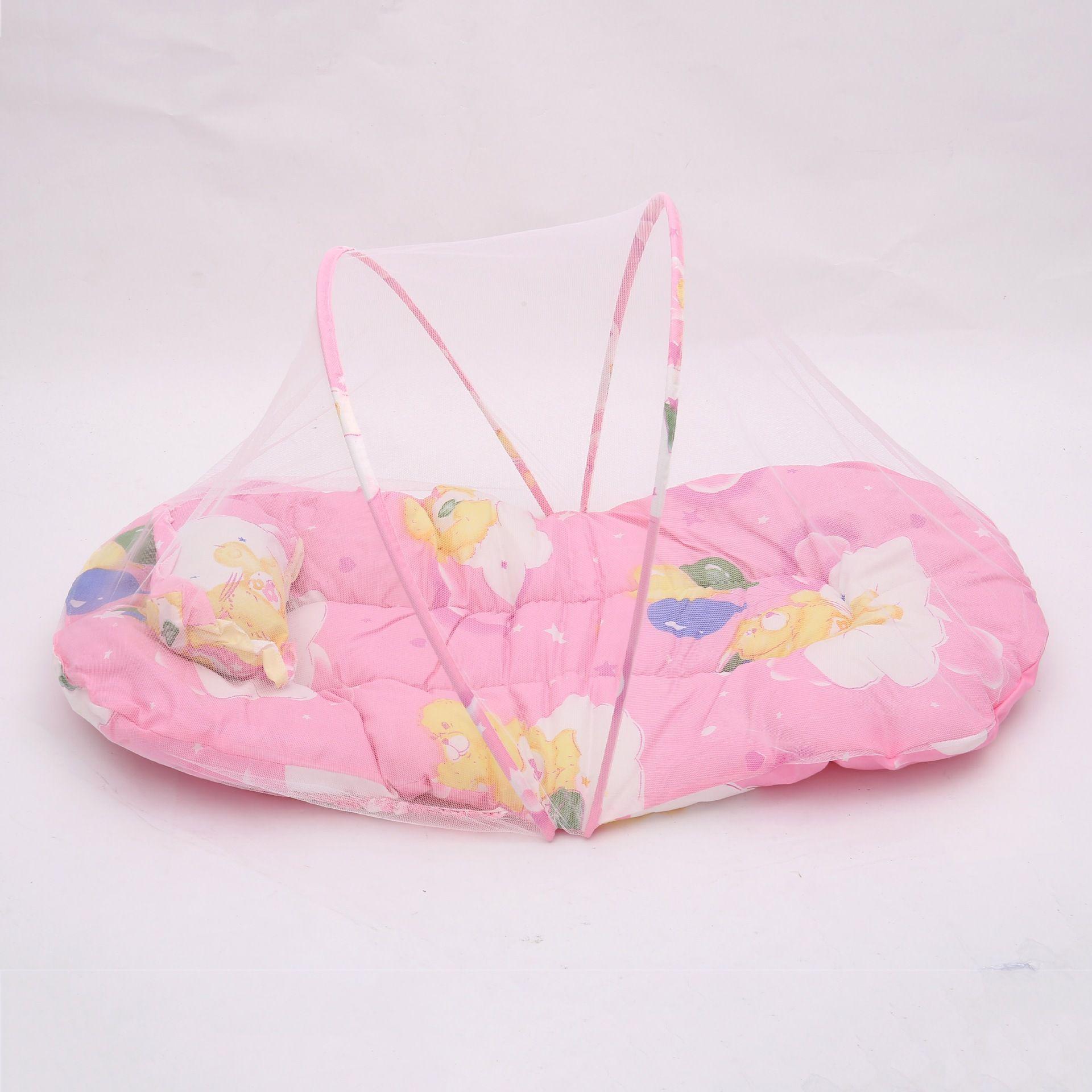 

Детская складная москитная сетка в стиле монгольской юрты с ковриком для сна и подушкой розовый