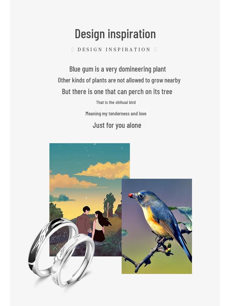 Sterling Silver Bird & Blue Gum Couples Rings: A Unique Christmas Gift for Women & Men.