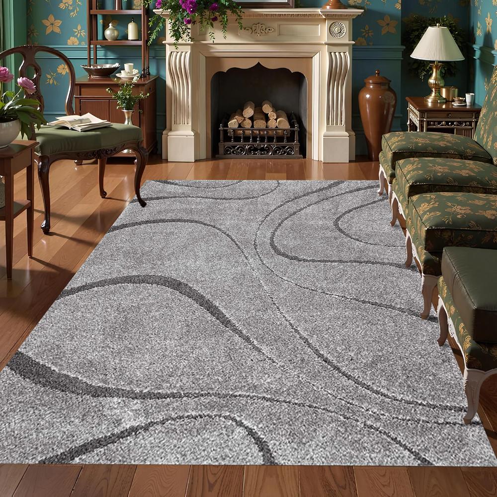 Abstract Curve Pattern Area Rug Modern Art Minimalist Geometry Home Decor Carpet Soft Non-slip Mat for Living Room Bedroom