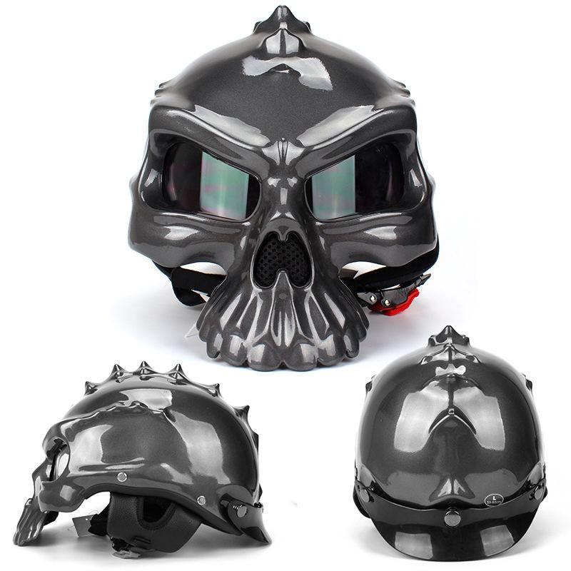 ABS Motorcycle Half Helmet With Reversible Skull Design Men Cycling Protective Gear Safety