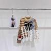 European Style Color Block Bow Tie Knit Sweater - Casual, Loose, Age-Reducing Pullover.