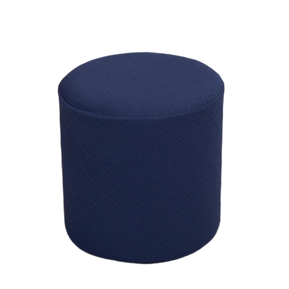 New Solid Color Jacquard Ottoman Cover Round Soft Square Stool Cover Elastic Footrest Slipcover Home Decor