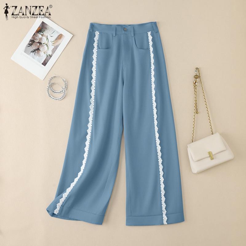 ZANZEA Women Casual Lace Patchwork Loose Straight Pants
