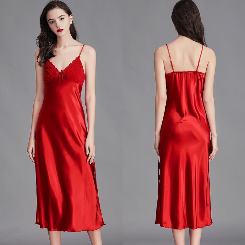 Yaoting Plus Size Ice Silk Camisole Nightdress for Women - Sexy Summer Loungewear CQ311