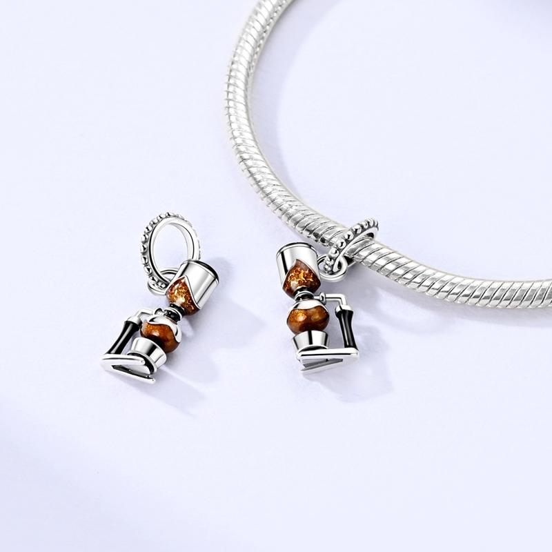 Coffee Series Charm Bead Components Copper Metal Coffee Beans and Cups Bead Components Coffee Machine Pendant Bead Component Compatible With