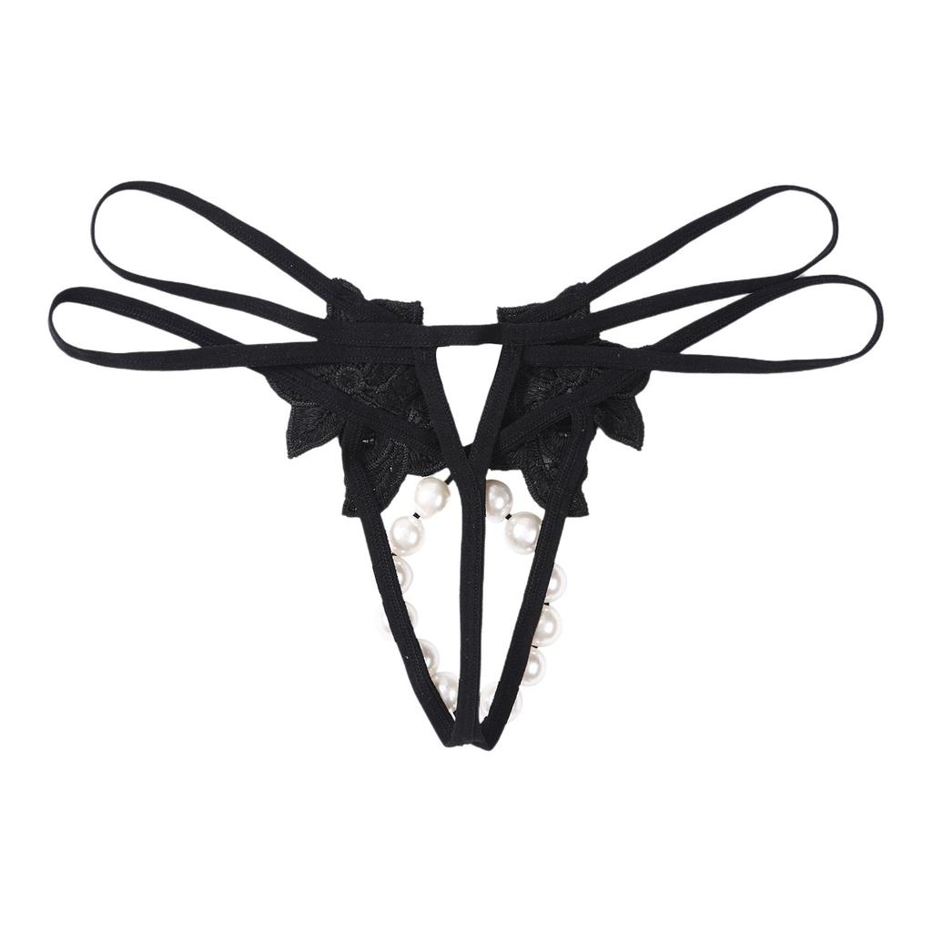 Dámske G-Stringové nohavičky s perličkami Dizajn s umelými perlami Tenký pás Otvorený rozkrok T-späť Provokatívne tangá