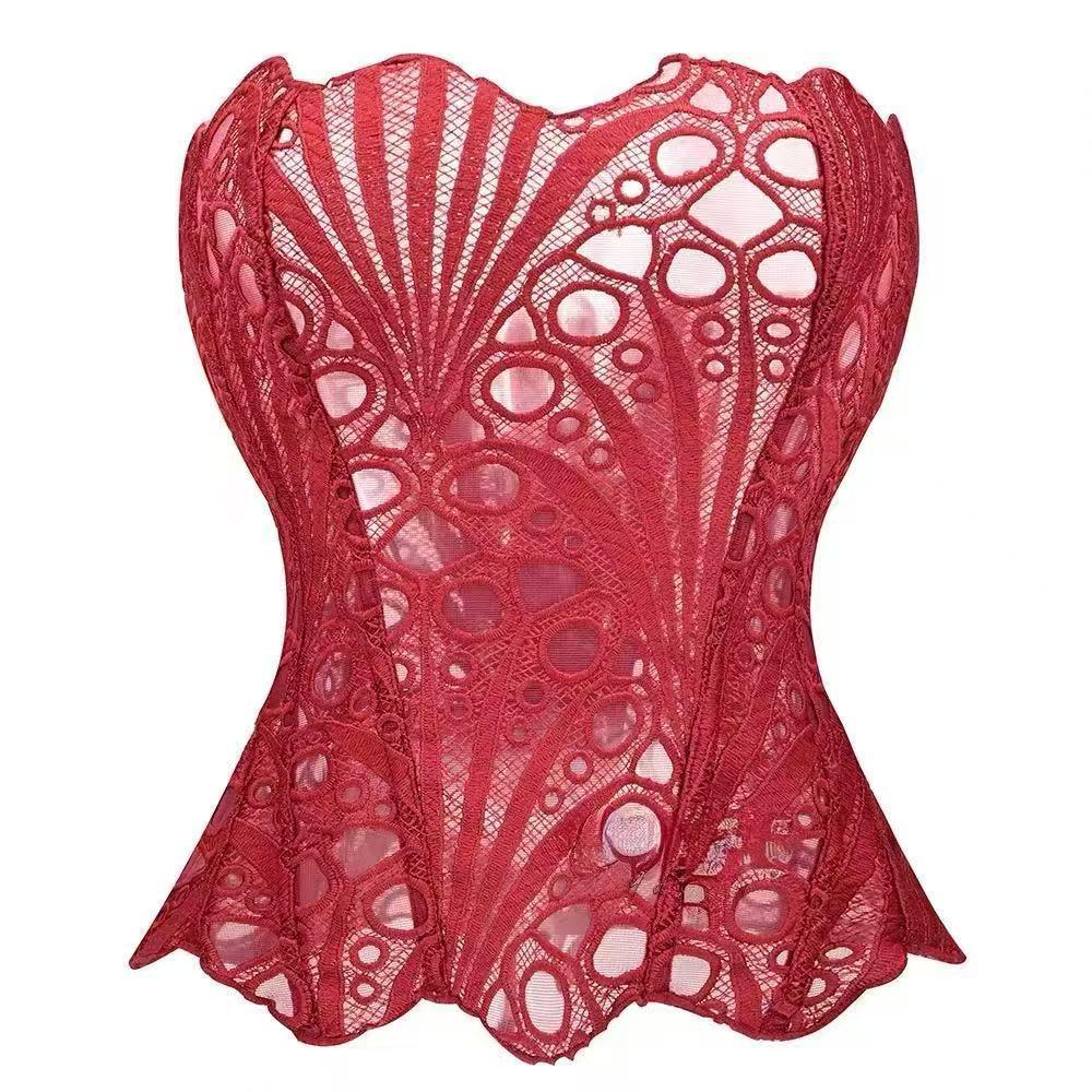 European Royal Court Style Lace Bustier - Body Shaping Mesh Top