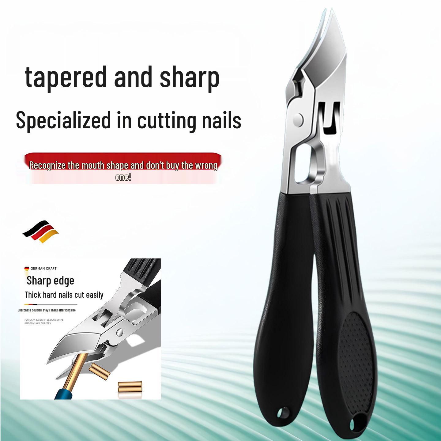 German Precision Slant-Mouth Nail Clipper: Super Sharp, Anti-Splash, Ideal for Thick and Ingrown Nails, Durable Design.