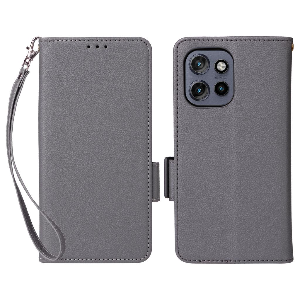 For Motorola Thinkphone 25 5G/Edge 50 Neo 5G/Moto S50 5G Case with Wrist Strap Litchi Texture PU Leather Wallet Phone Cover