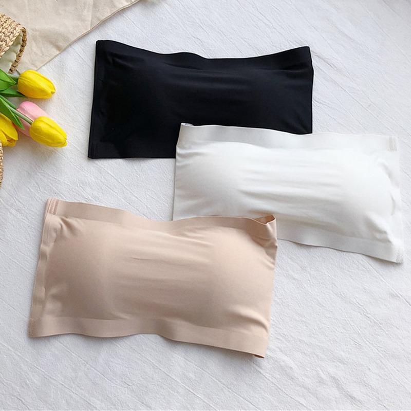 Women Strapless Strapless Anti-walking A Word Brassiere Three Rows of Buttons Wrapped Chest