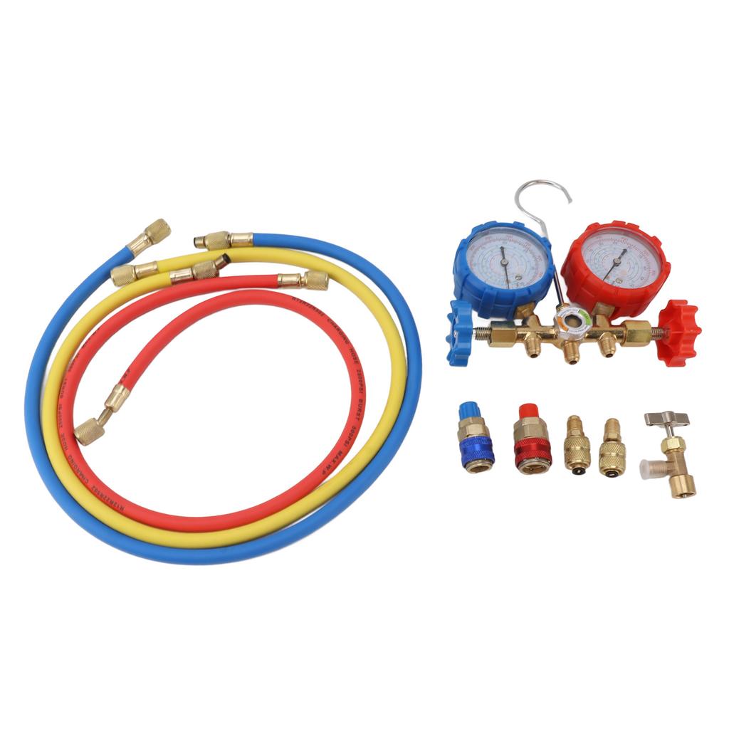 Air Conditioning Pressure Gauge R410 22 134A 3 Way AC Diagnostic Manifold Gauge Tube Set for Freon