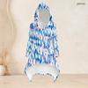 Women Plus Size Hooded Long Sleeve Blue Brown Printed High Low Top Fitted Pants Two Piece Set