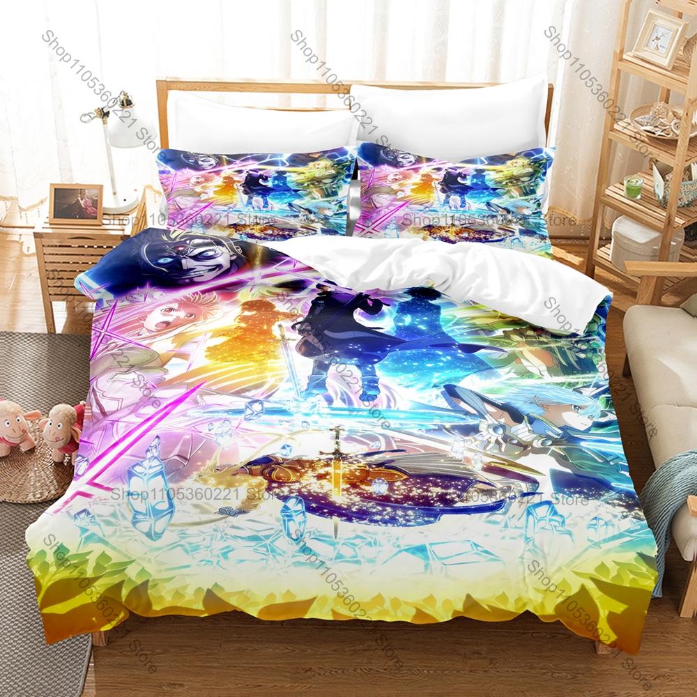 Kirito Asuna SAO 3PCS Bed Set Vivid Character Print Cozy Microfiber Home Bedding 2026 Duvet Cover 2 Pillowcase