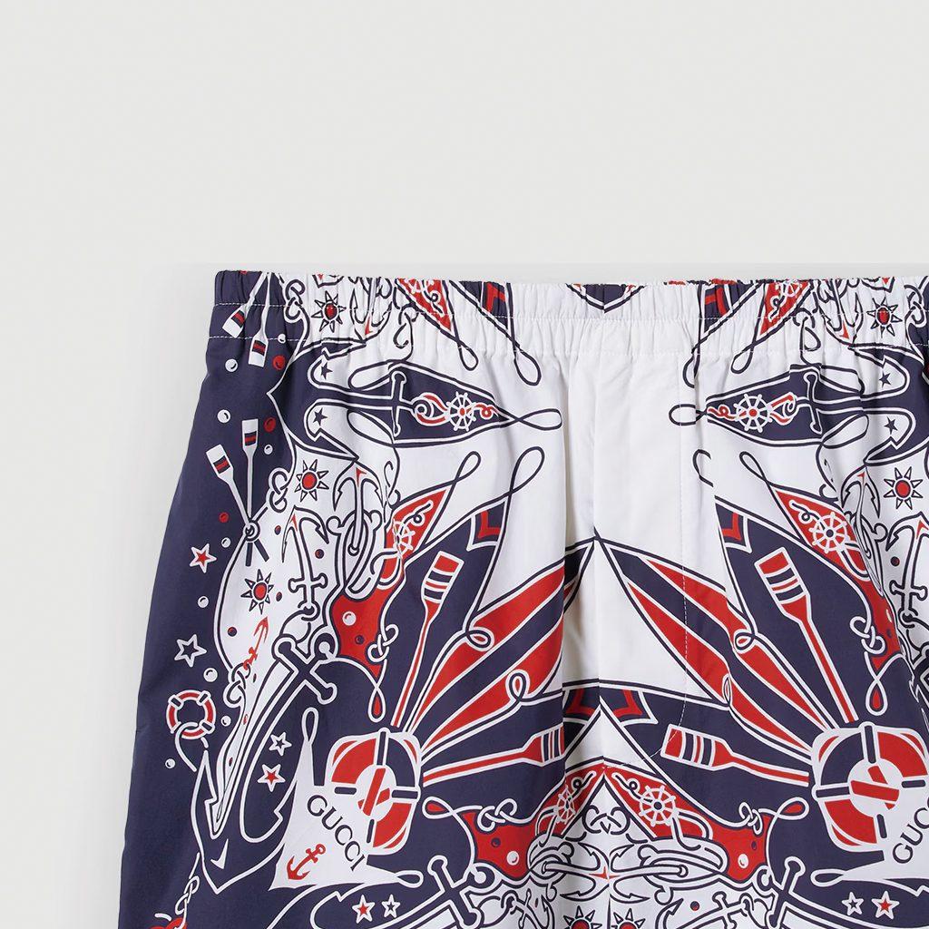 GUCCI Bandana Printed Elasticated Waistband Poplin Shorts 787502-ZAQYH-9059