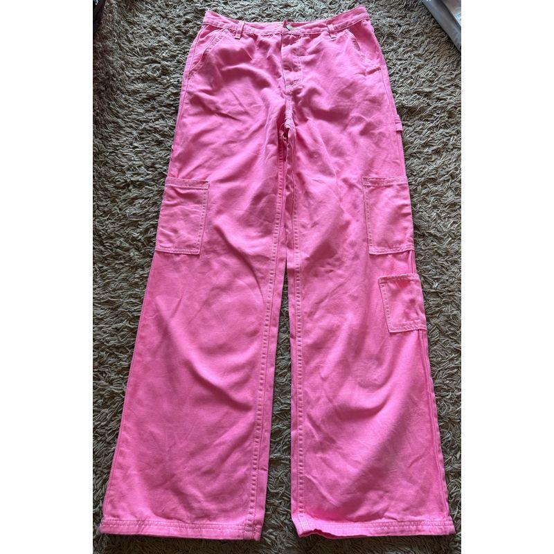 

Export Niche Style Cotton Washed Bright Line Casual Pants American Denim Pants Micro-Pull pink powder/default micro-flaw Code S